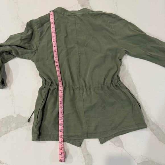 Sanctuary Olive Green Drawcord Waist Open Front Trench Jacket Womens Size Medium - Picture 10 of 10